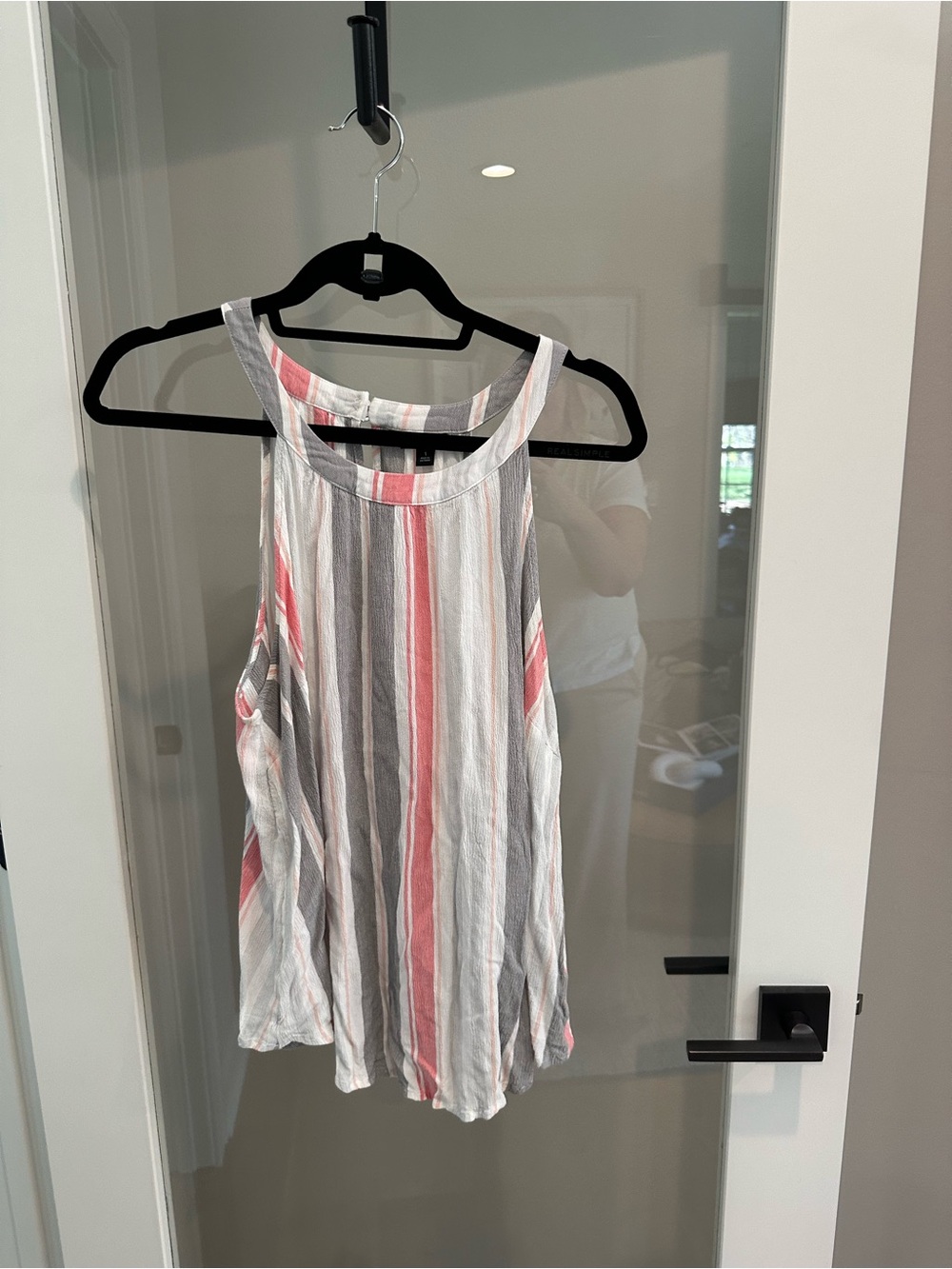 torrid Vertical Stripe Sleeveless Tank in White, Gray & Pink